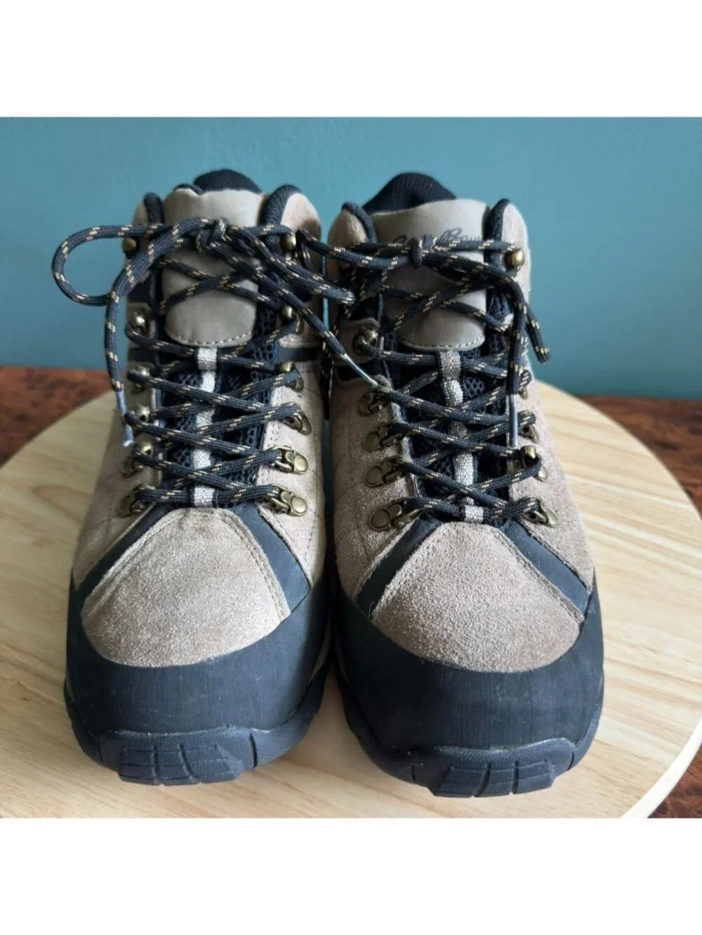 Eddie Bauer Mens Hiking Boots Size 9 Tacama Suede Tan Black Memory Foam
